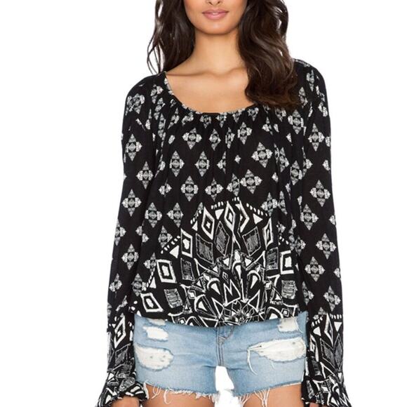 Free People Dazed Top in Washed Black Swing Blouse Womens Size Medium - Picture 1 of 7